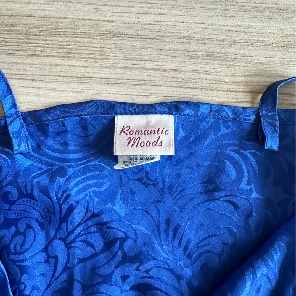 Romantic Moods// 90’s Vintage Slip Dress Floral lace Blue Size S - Picture 5 of 10